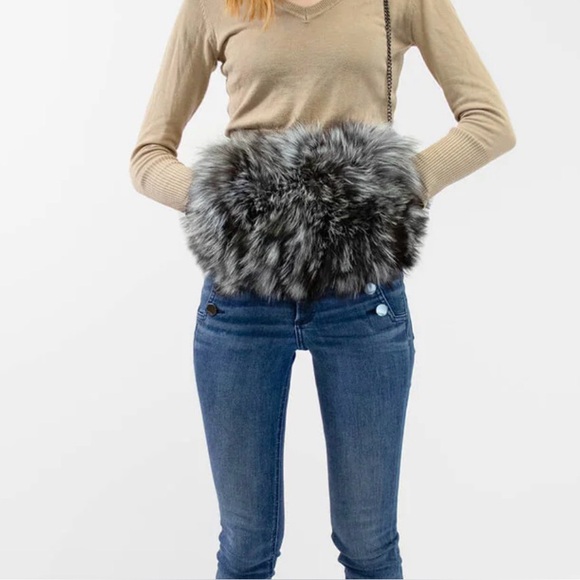 Chic Fur Gray Clutch / muffin/ crossbody bag